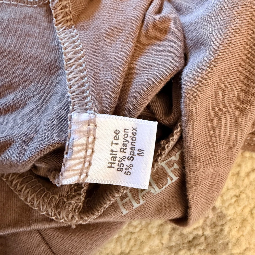 Halftee Womens Brown Rayon Spandex Layering Crop Cap Sleeve Top LDS Garments M - Picture 4 of 4